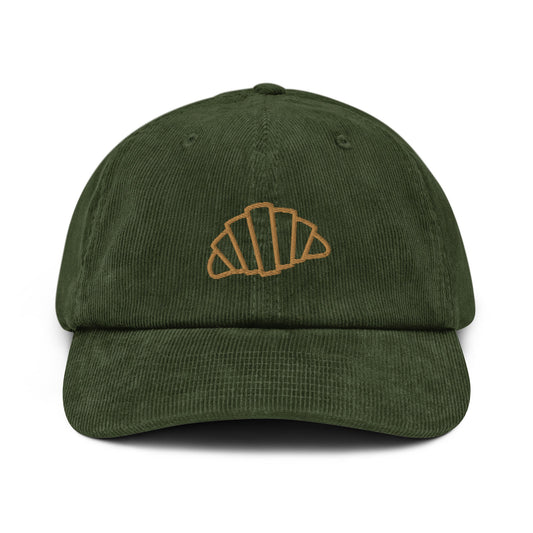 Green Corduroy Croissant Hat - Corduroy Croissant Cap - Buttergear.com -