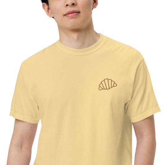 Lil Croissant Embroidered Tee (Fade Washed) - Buttergear - croissant apparel